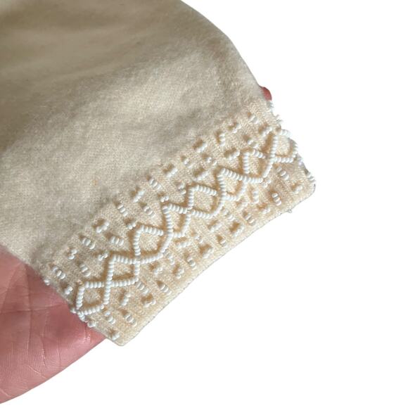 Vintage Royal Beaded Wool Angora Cardigan Cream White Made in Hong Kong 46 - Picture 4 of 10